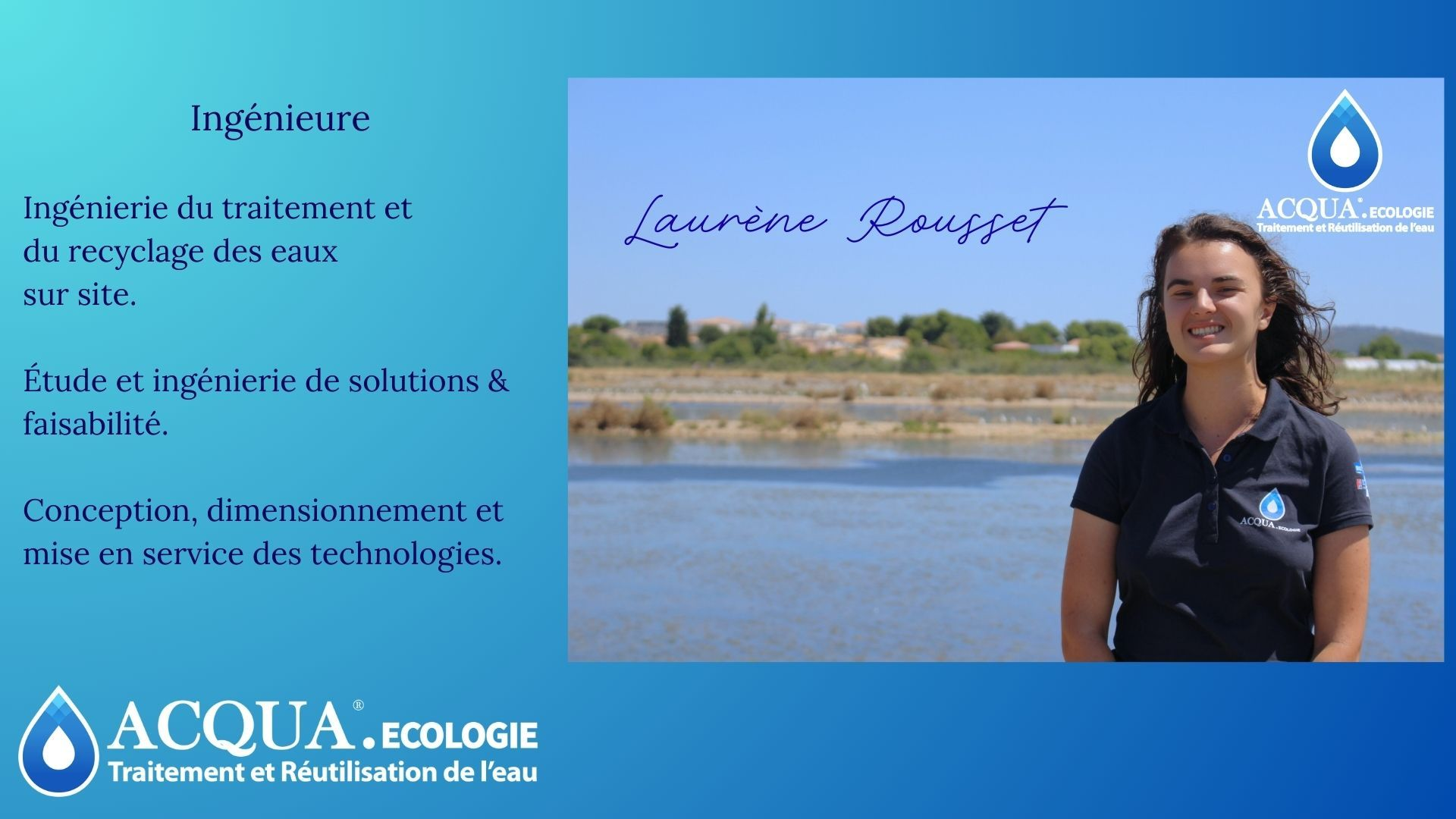 Laurène Rousset, ingénieure en traitement et réutilisation de l’eau chez ACQUA.ecologie