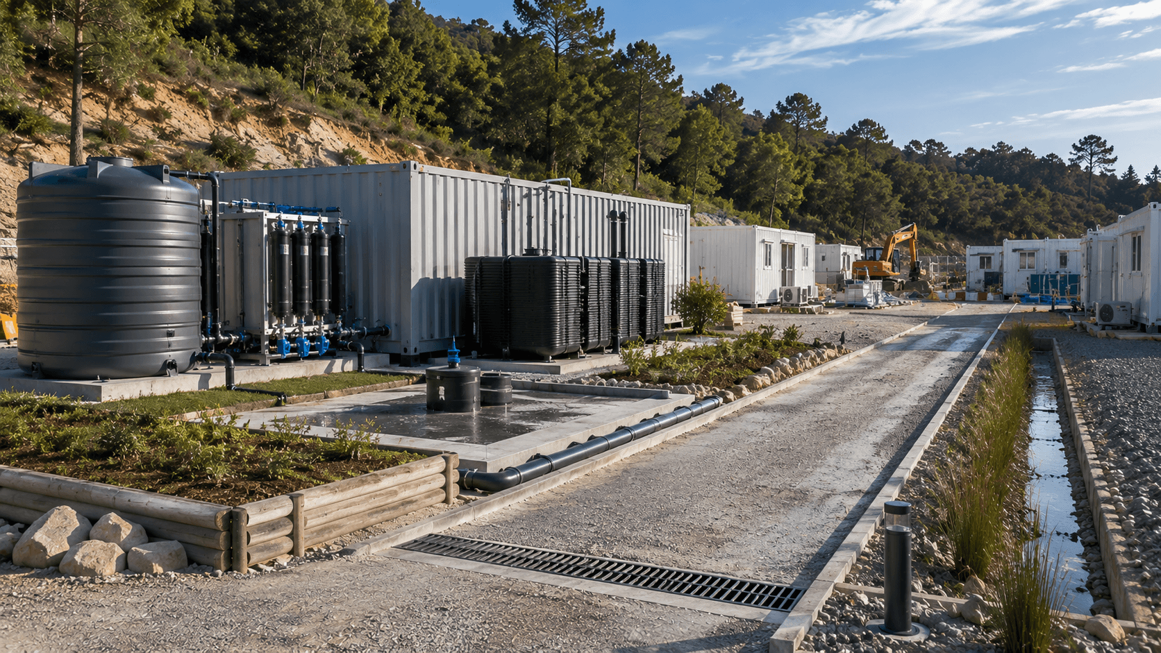 Pluvial ruissellement base vie chantier ECO-Guard