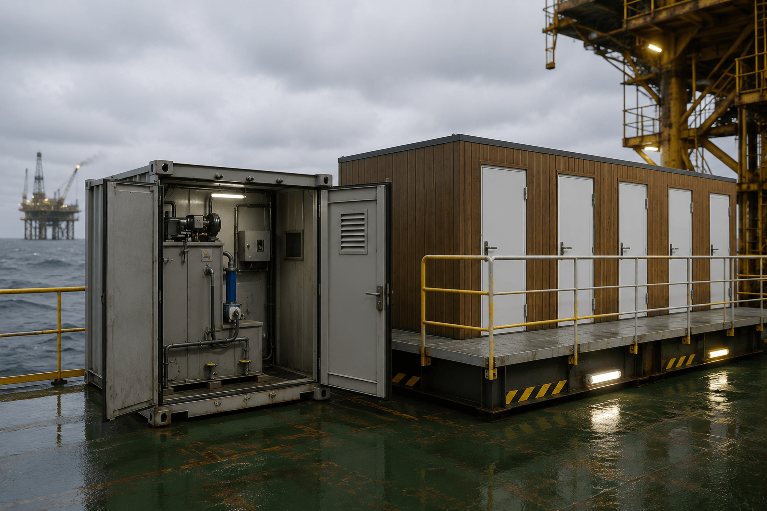 Container traitement eau offshore industrie marine