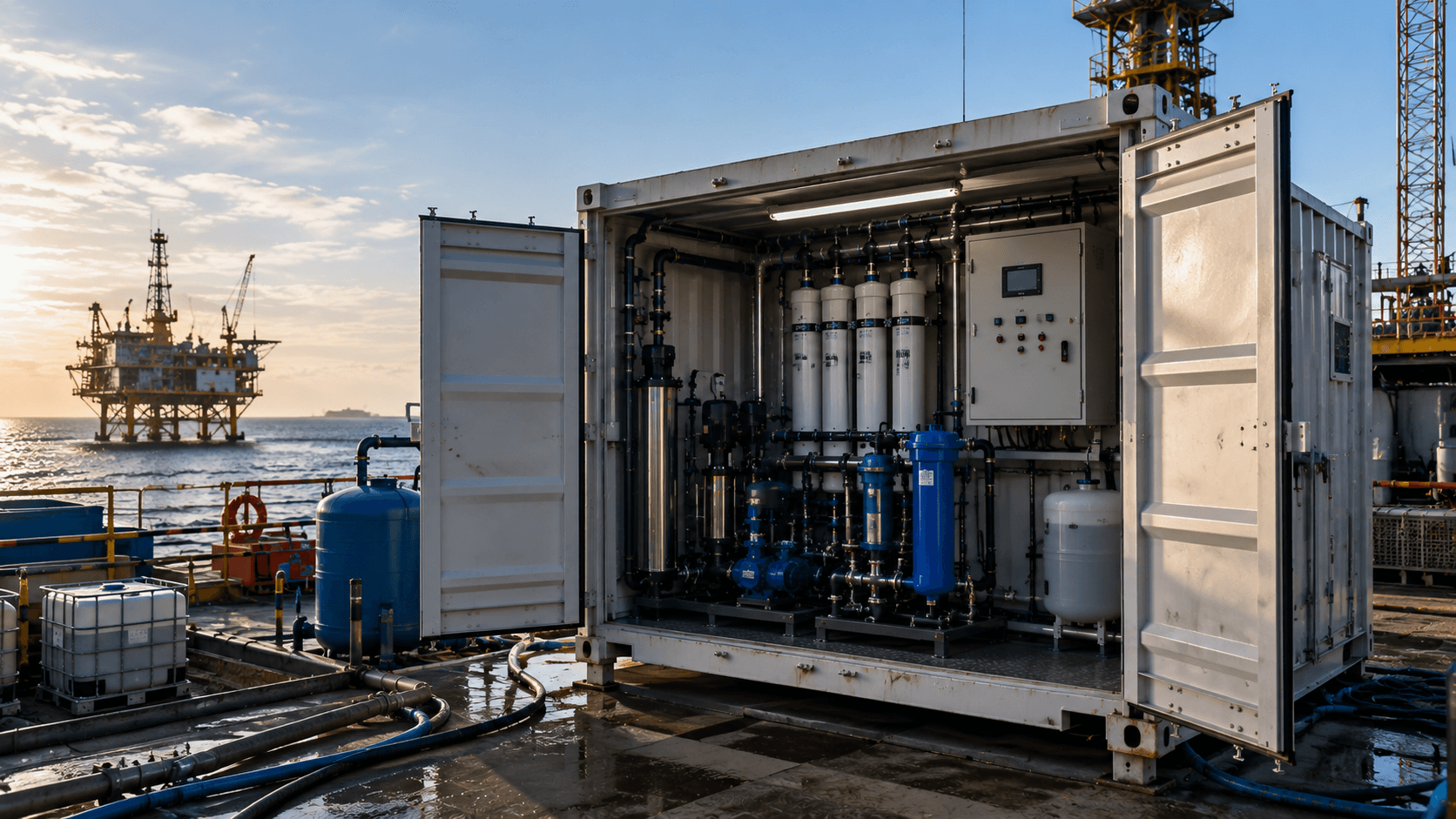 Container FIRST offshore site exigeant traitement eau