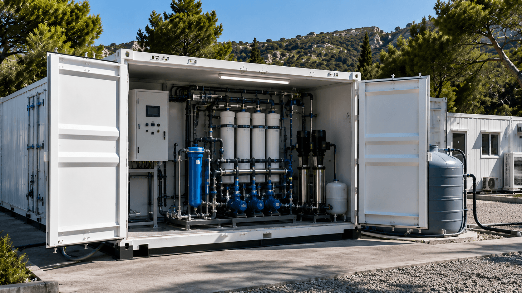Container FIRST traitement eau base vie chantier événement