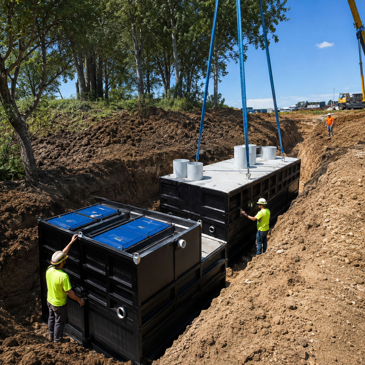 Traitement des eaux usées sur site avec technologie MyFAST® intégrée en cuves béton